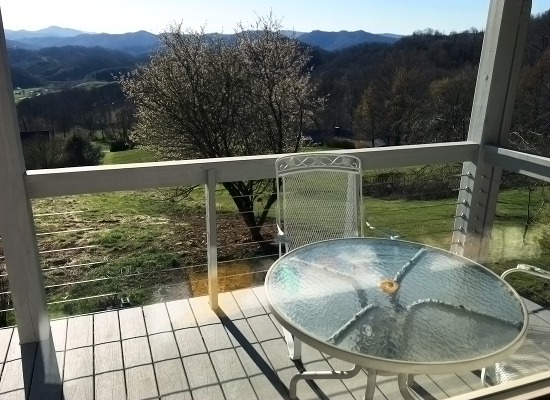 patio with mountain views