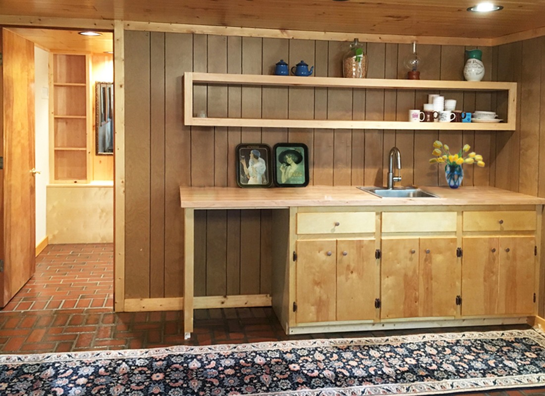 wood bar with sink
